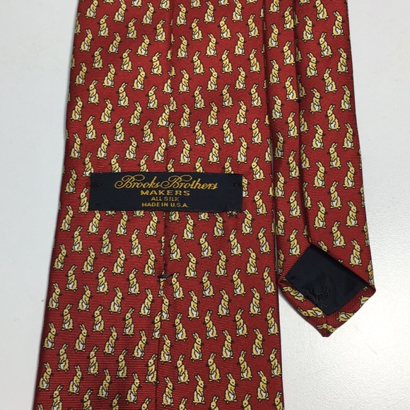 Men’s Necktie Brooks Brothers Yellow Bunny Rabbit - Picture 8 of 8